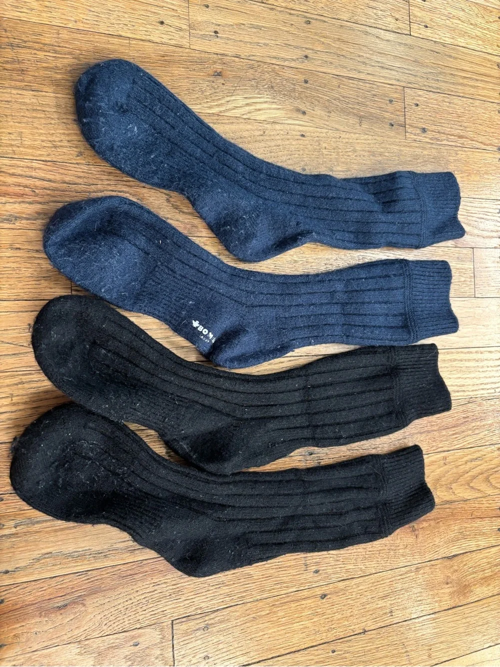 Bombas Black & Navy Ribbed Crew Socks - Pack of 2